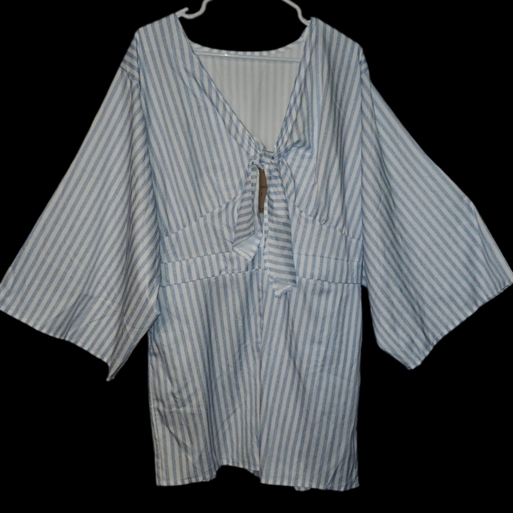 Utcoco Blue & White Stripe Romper